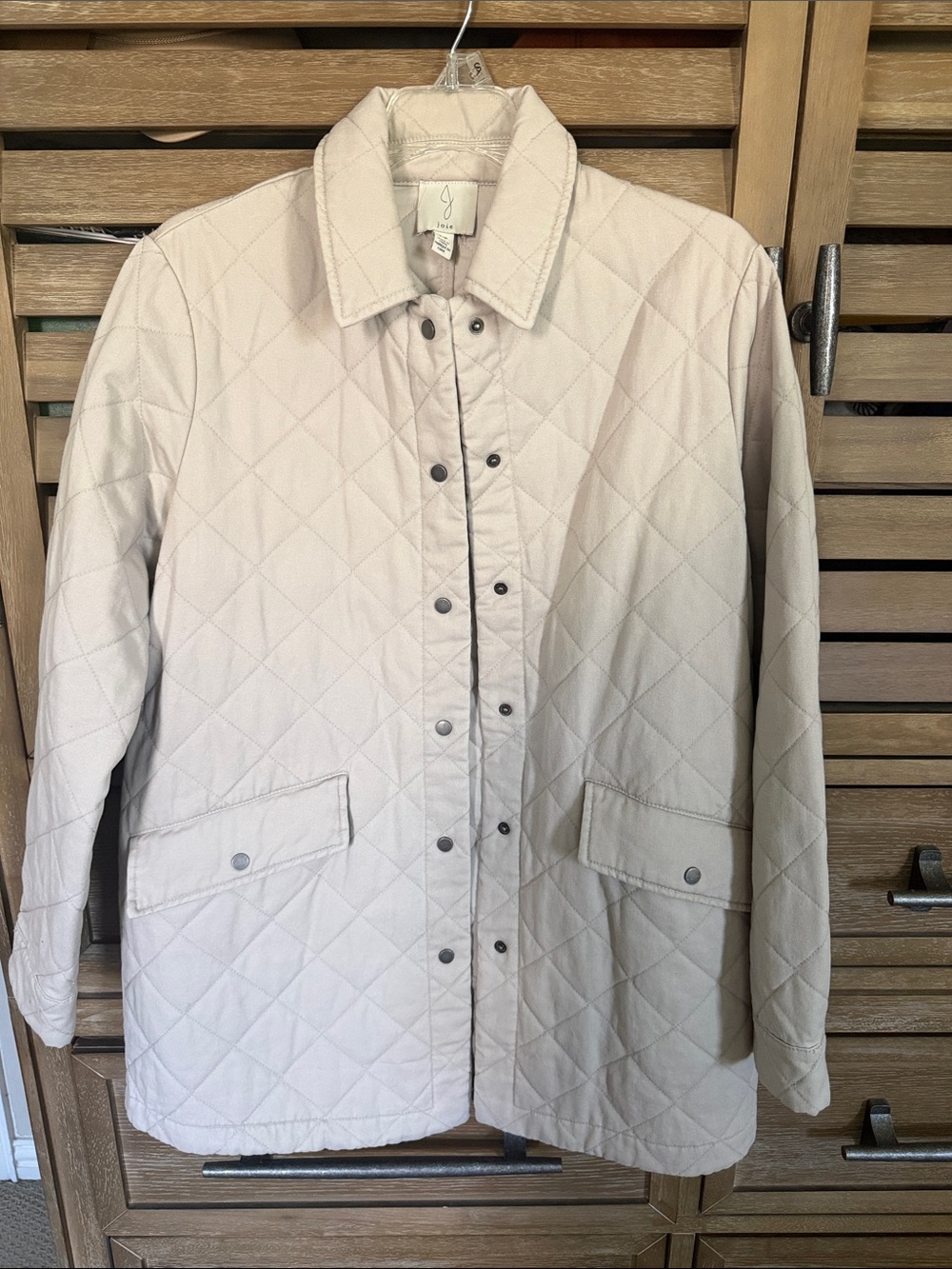 Joie Quilted Light Beige Utility Jacket